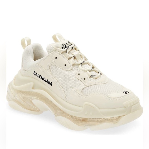 Balenciaga Triple S Platform Eggshell Sneakers Size 37 - Picture 1 of 15